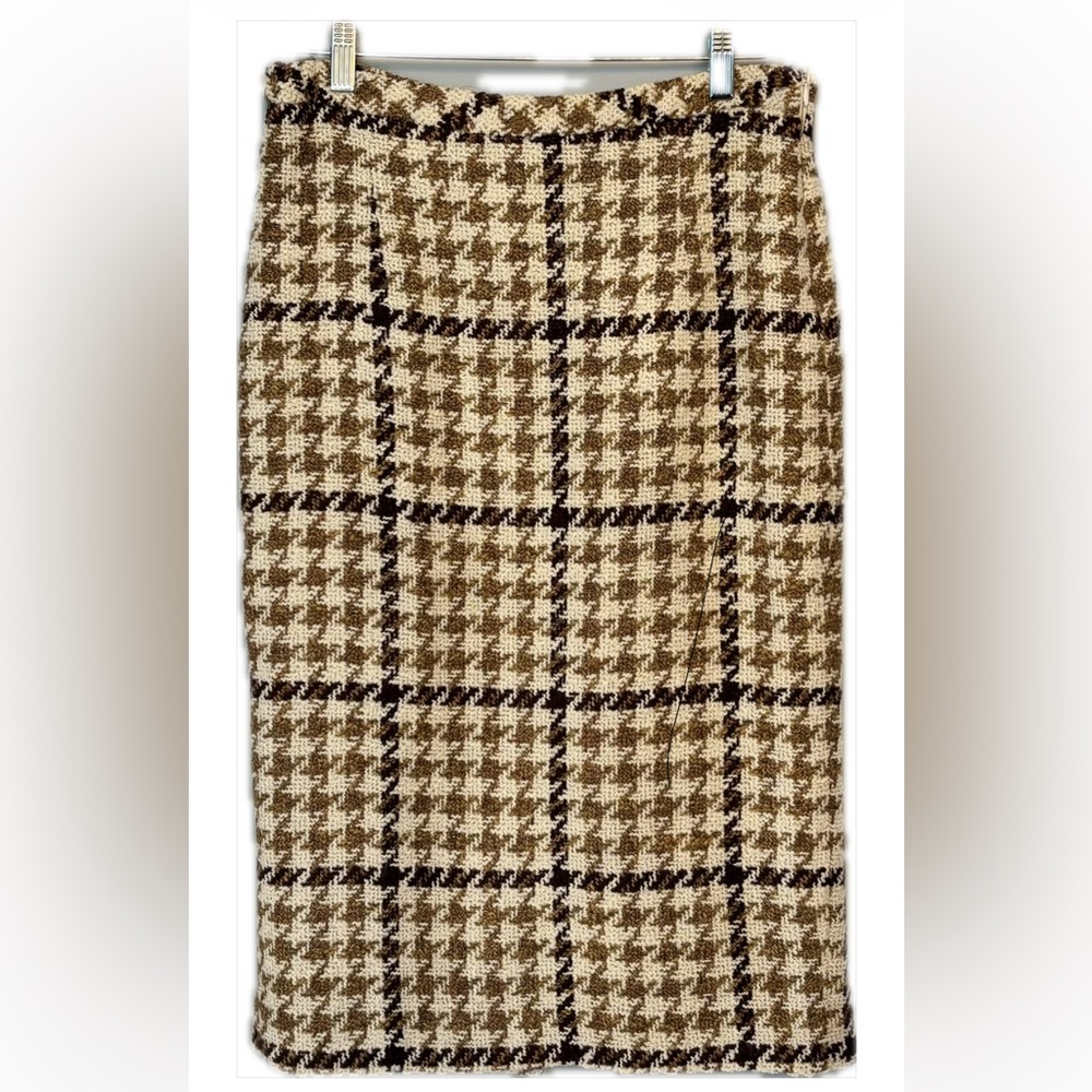 Mango Houndstooth Pencil Skirt in Neutrals